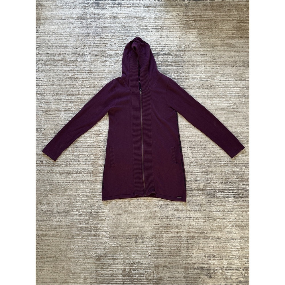 pRana Jacket Women Deep Plum SzM Misha Duster Full-Zip Berry Shade Ribed Organic